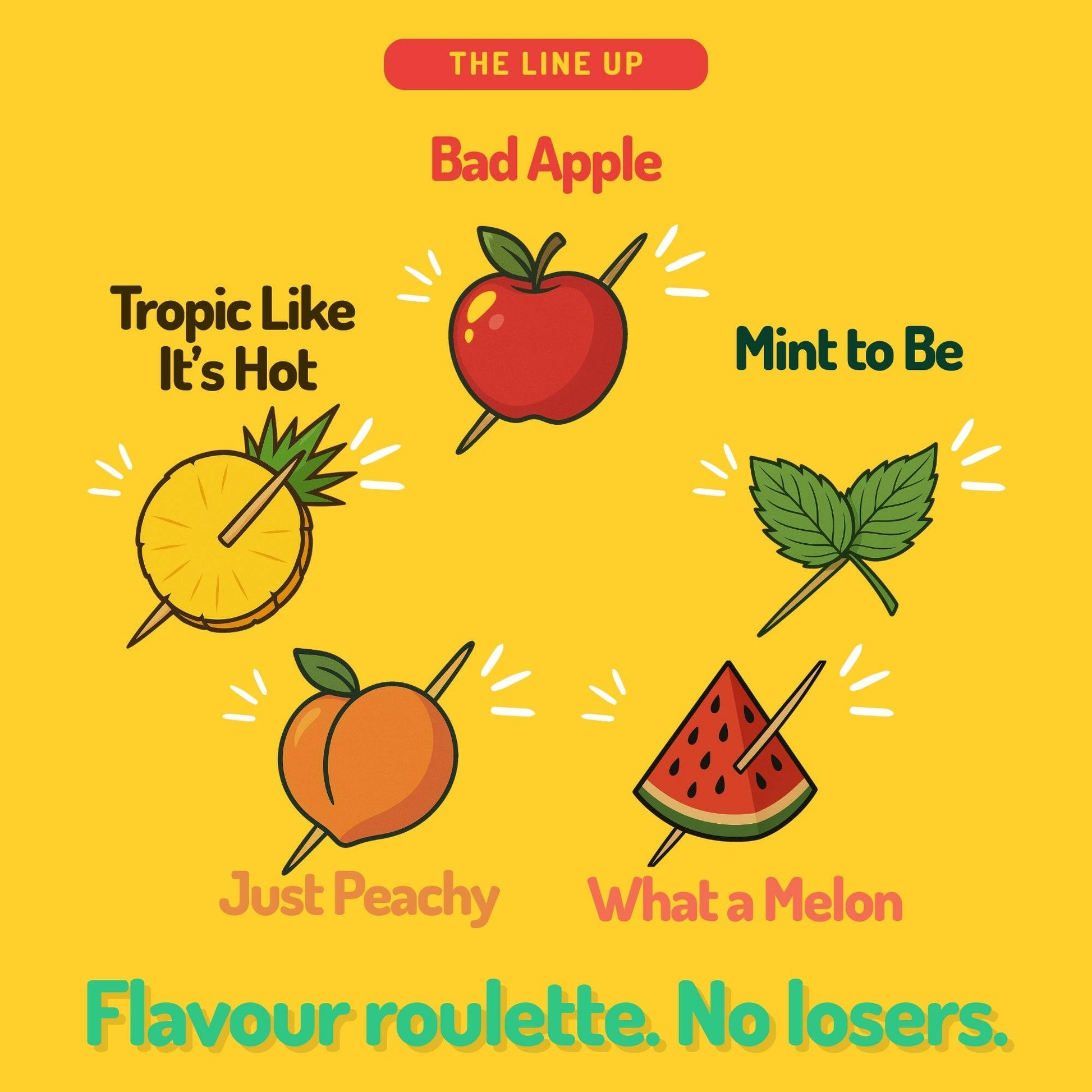 all flavours of pikz flavoured toothpicks